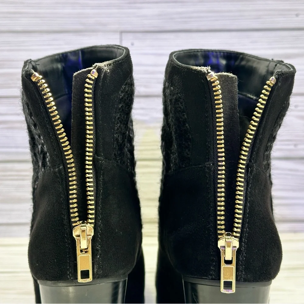 Juicy Couture Lupia Ankle Boots Size 8 Block Heel Sweater Knit Faux Zip Up - Picture 11 of 15